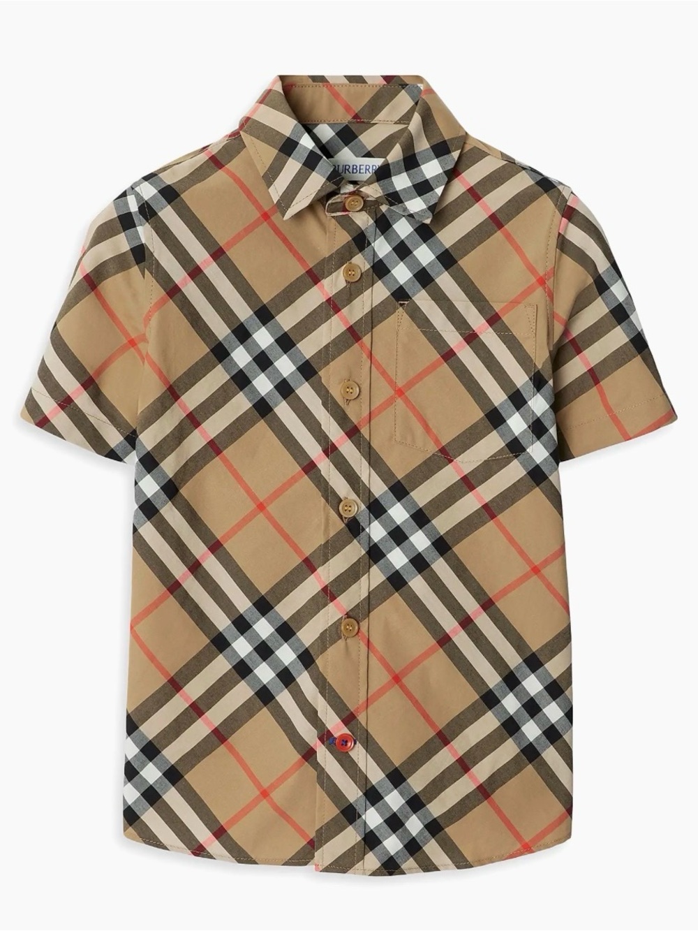 Burberry Beige Vintage Check Short-Sleeve Button-Down Shirt